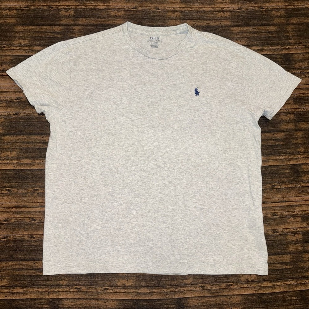 Polo Ralph Lauren T Shirt Mens M Grey Classic Fit Blue Pony